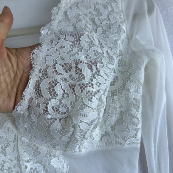 NWT INC Intimates Lingerie Sheer Lace Bodysuit White Cheeky Festival Size Small - Picture 11 of 14